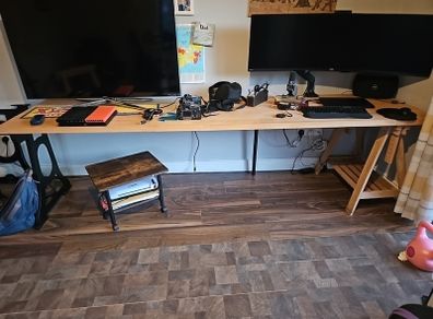Solid pine desktop and two trestles