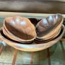 Vintage Carved Acacia Wood Shell Bowl Set 7 Pc Serving Salad Snack Nesting Image 8