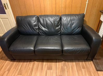 3 Seater Black Leather couch