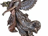Veronese Guardian Angel with Child Sculpture  Art Nouveau Bronze Finish 27cm