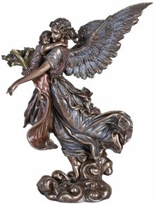 Veronese Guardian Angel with Child Sculpture  Art Nouveau Bronze Finish 27cm