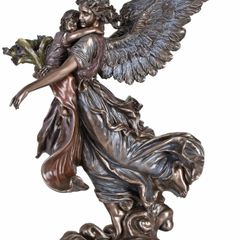 Veronese Guardian Angel with Child Sculpture  Art Nouveau Bronze Finish 27cm
