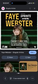 Faye Webster Dublin - 2 x Physical tickets