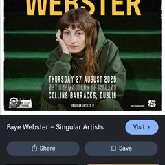 Faye Webster Dublin - 2 x Physical tickets
