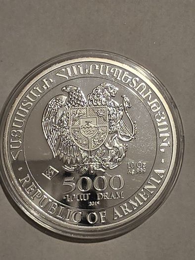 2015 Armenia 10 oz Silver Bullion Coin 5000 Drams Noahs Ark BU (In Capsule)