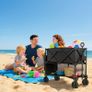 Double Decker Folding Festival Trolley on Wheels, 200KG & 350L Capacity Collapsible Wagon Festival Trolley Cart with 134cm Extended for Camping Sports Shopping Garden and Beach, Black Image 9