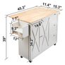 FREE SHIPPING VEVOR 2-Door 1/2 3-Drawer White Mobile Kitchen Island Rubber Wood Desktop Rolling Kitchen Cart with Wheels for Home Bar Storage Image 3