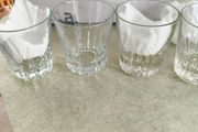 Multi-Purpose Crystal Beverage Tumbler Drinking Glass Set of 4 each 2 matching not stamped..