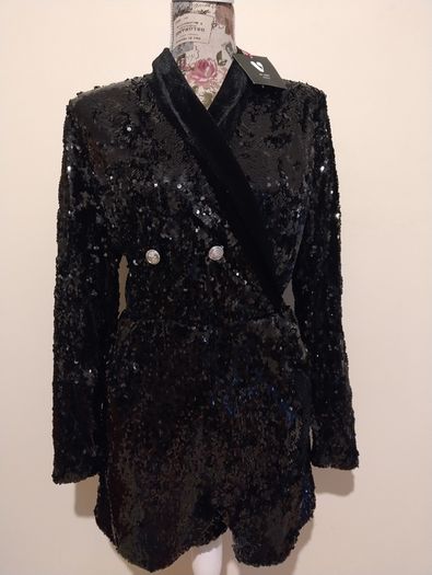 Black Sequin Pocket Playsuit new with tags