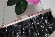 Black bling clutch bag with chain strap
