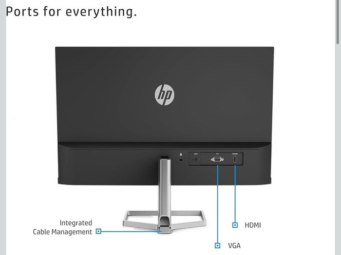 HP FHD Monitor, HDMI, Black Head, Silver Stand, 24-Inch