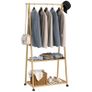 Bamboo Clothes Rack, with Shelves and Hooks - Natural Finish Image 2
