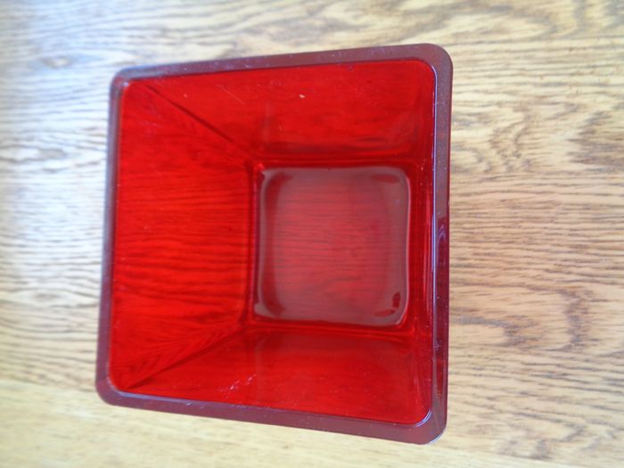Red Glass 5" Cube Vase for Sale