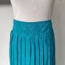 Vintage 1980s turquoise blue pleated midi length skirt. Made in Ireland by Michel Ambers, size 12. Image 3