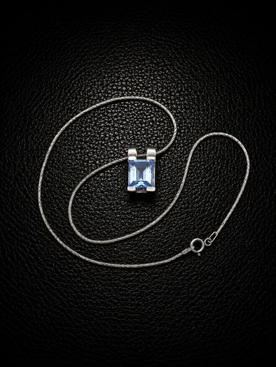 Vintage 925 Sterling Silver & Blue Topaz Signed Birmingham Necklace