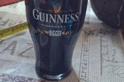 Bar Advertisement Classic Branded Guinness Pint Glass filled with a Displayed Pint of Guinness Draught, Postage Available or Collection