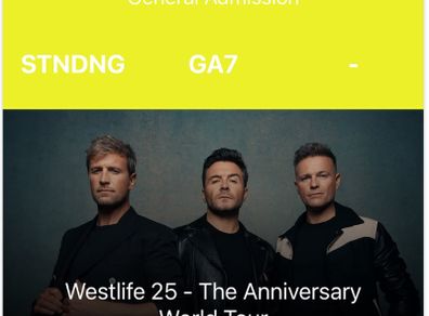 Westlife - 3Arena Sat 19 Sep - GA Standing