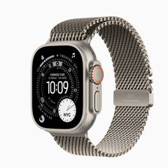 Apple Watch Ultra 3 GPS + Cellular, 49mm Natural Titanium Case with Natural Titanium Milanese Loop - Medium
