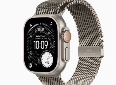 Apple Watch Ultra 3 GPS + Cellular, 49mm Natural Titanium Case with Natural Titanium Milanese Loop - Medium