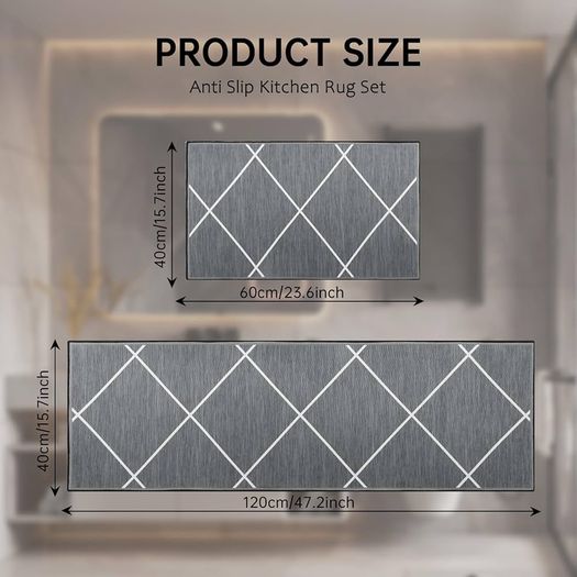 NEW SALE |  2 Pieces Non Slip Kitchen Mat Kitchen Rug Set, Washable Modern Mats and Rugs for Hallway, Dining Room and Entryway, 40x60cm + 40x120cm