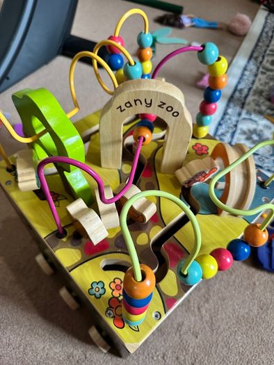 zany zoo wooden activity cube