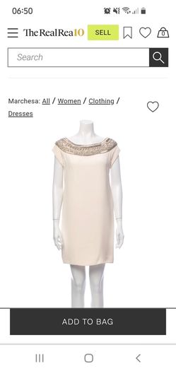 MARCHESA 100% silk mini dress with jewel encrusted scooped neck Sz 10 - Rrp 495 USD