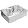 Wash Basin with Faucet Hole 48x37x13.5 cm Ceramic Silver Image 2