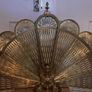 Vintage Brass Fireplace Screen Fan Gargoyle Peacock Griffin Image 2