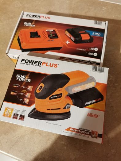 Palm Sander Powerplus + Charger + Battery 20v 2.0ah Cordless Power Tool Woodworking