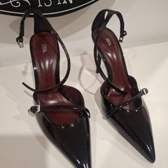 Zara black patent stiletto heels - size 39