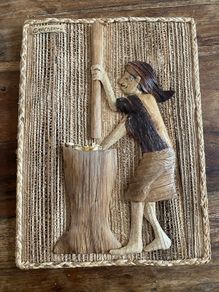 Vintage Cabo Verde Banana Leaf Folk Art