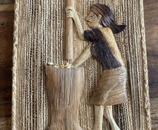Vintage Cabo Verde Banana Leaf Folk Art
