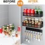 Magnetic Spice Rack for Refrigerator, 3 Pack Magnetic Shelf, Moveable Magnet Fridge Organizer with 8-Hook Rack, Seasoning Organizer for Kitchen Organization and Storage (3 Pack) Image 4