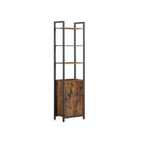 Bookcase Narrow  Standing Shelf with Doors, Metal Frame,