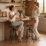 Set of 2 Industrial Bar Stools with Backrest Swivel Wooden Seat Bar Stool Height Adjustable Image 4