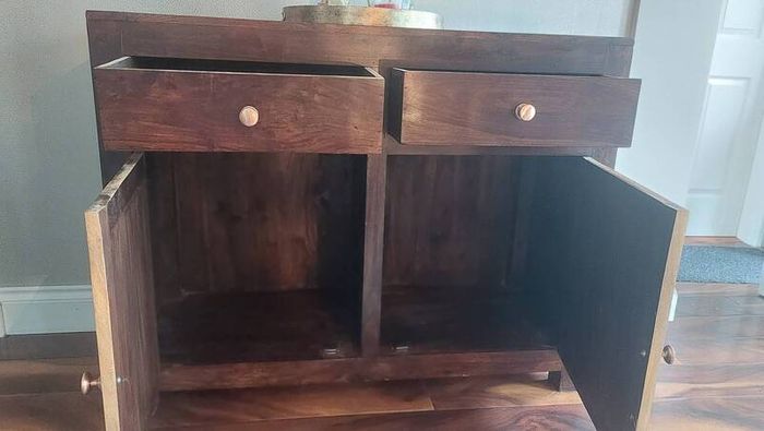 solid oak cabinet/sideboard  coffee table and side tables  for sale