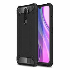Black Shockproof Armour Case For Xiaomi Redmi 9 Hybrid Back Cover