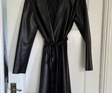 Ladies Black Faux Leather Coat New. Size 12/14