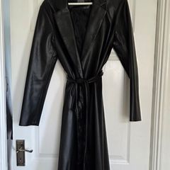 Ladies Black Faux Leather Coat New. Size 12/14