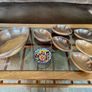 Vintage Carved Acacia Wood Shell Bowl Set 7 Pc Serving Salad Snack Nesting Image 3