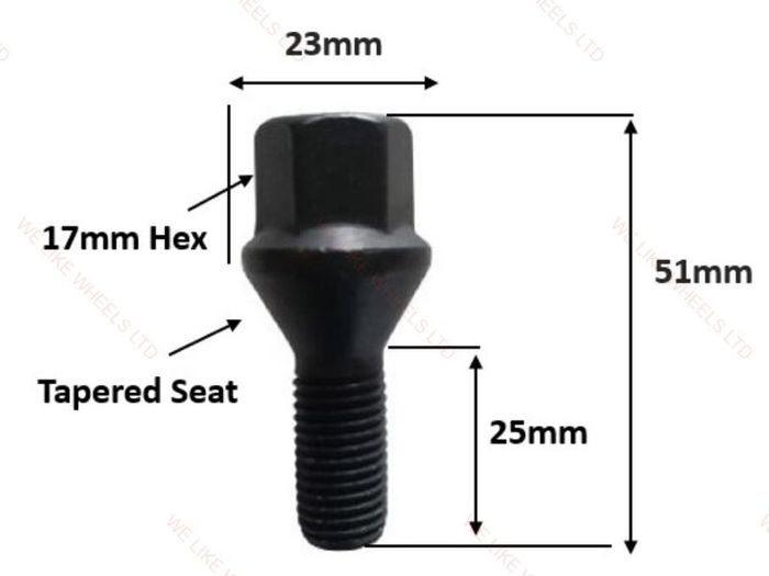 4 x New Wheel Bolts (25mm) BMW 3 & 5 Series Models - E28, E34, E39, E60, E61, E21 E30 E36 E46 E90 (NB4) Delivery