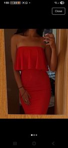 red midi dress