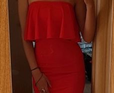 red midi dress