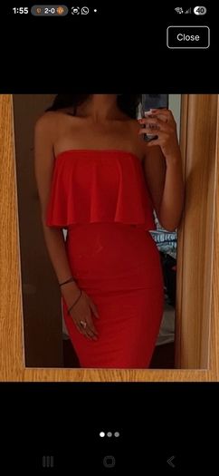 red midi dress