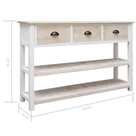 Sideboard Natural and White 115x30x76 cm Wood