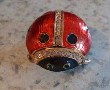 Ladybug Rhinestone Enamel And Metal Hinged Lid