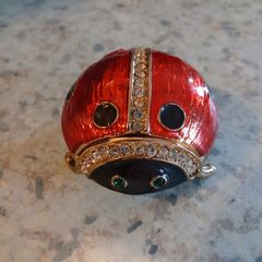 Ladybug Rhinestone Enamel And Metal Hinged Lid