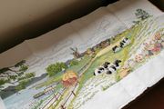 Hand Made Cross Stitch Embroidy - Classic Farm Scene