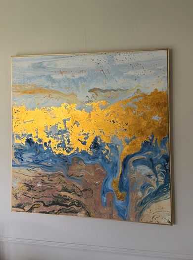 Navy and Gold Canvas 90cm x 90cm