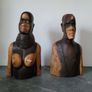 Vintage pair of carved african tribal ebony busts Image 2